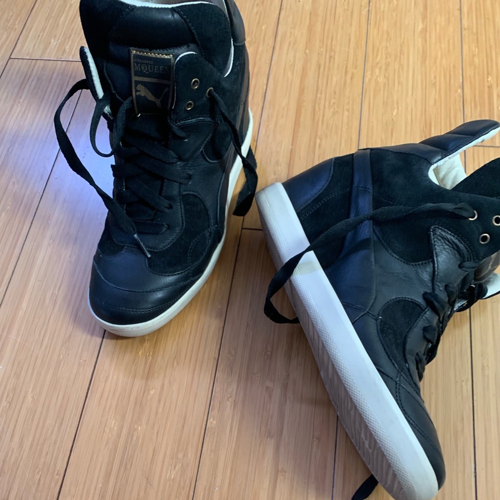 Alexander McQueen for Puma black wedge sneakers